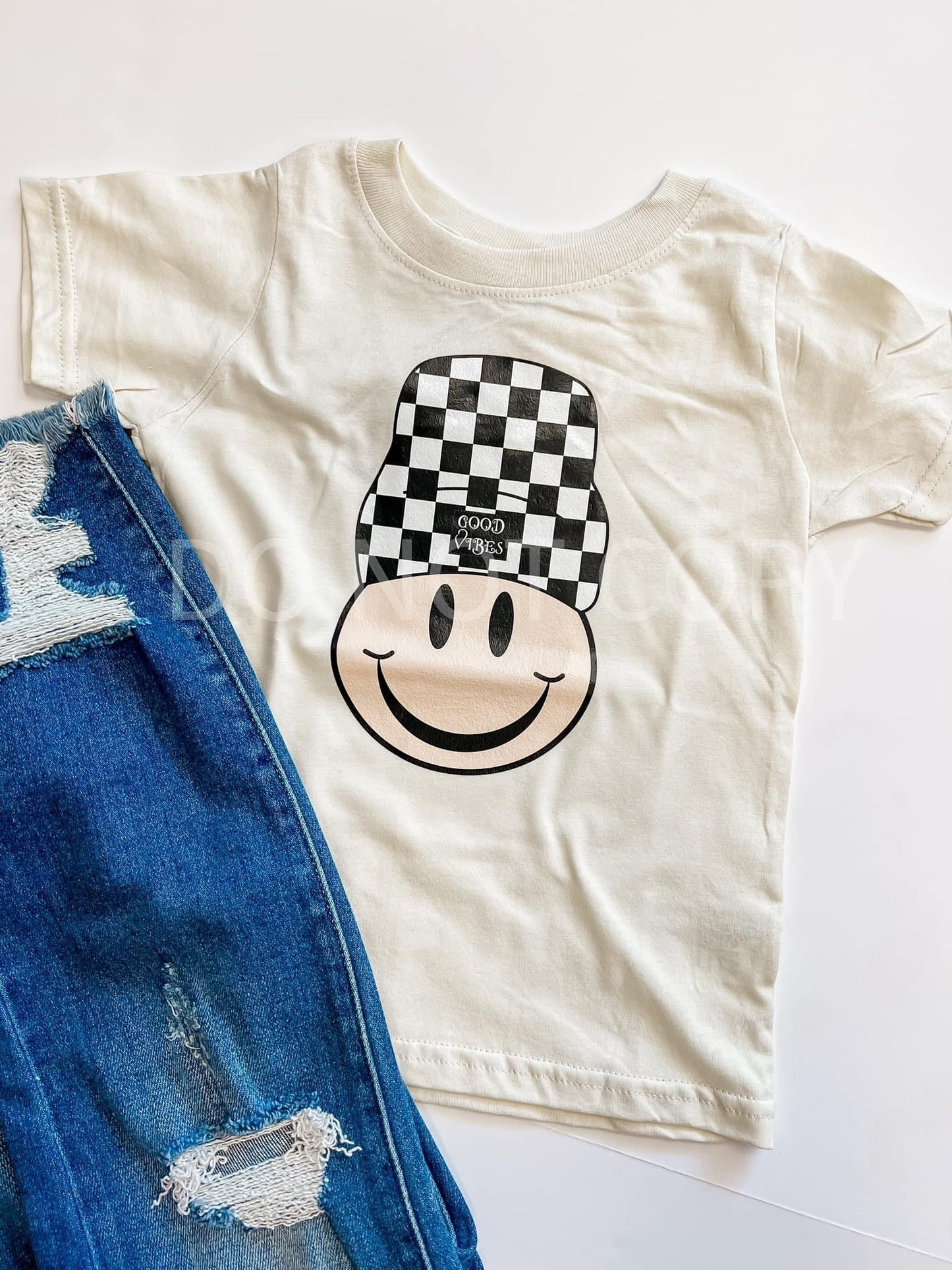 Good Vibes Only Checkered Beanie