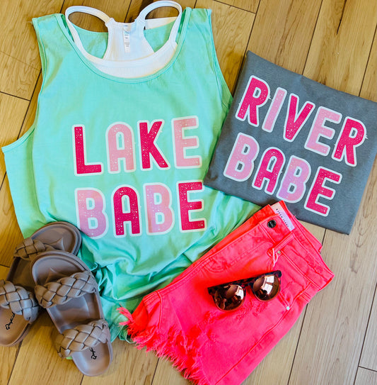 River Babe Pink Block Tank OR Tee (SHIP DATE 6/2)
