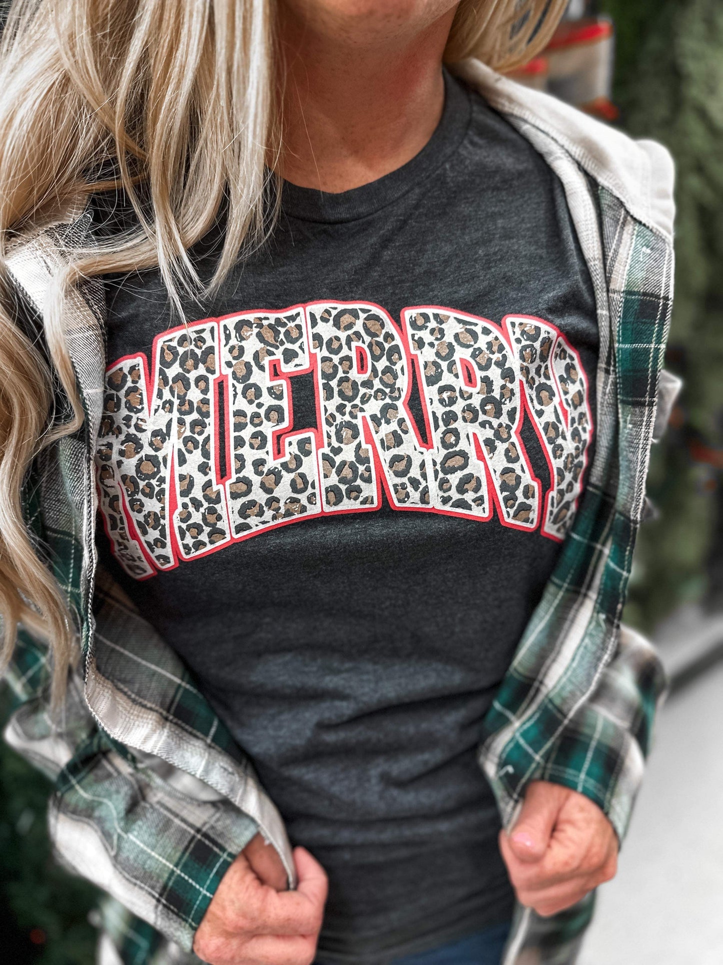 Merry Leopard Tee or Crew PREORDER (SHIP DATE 10/19)