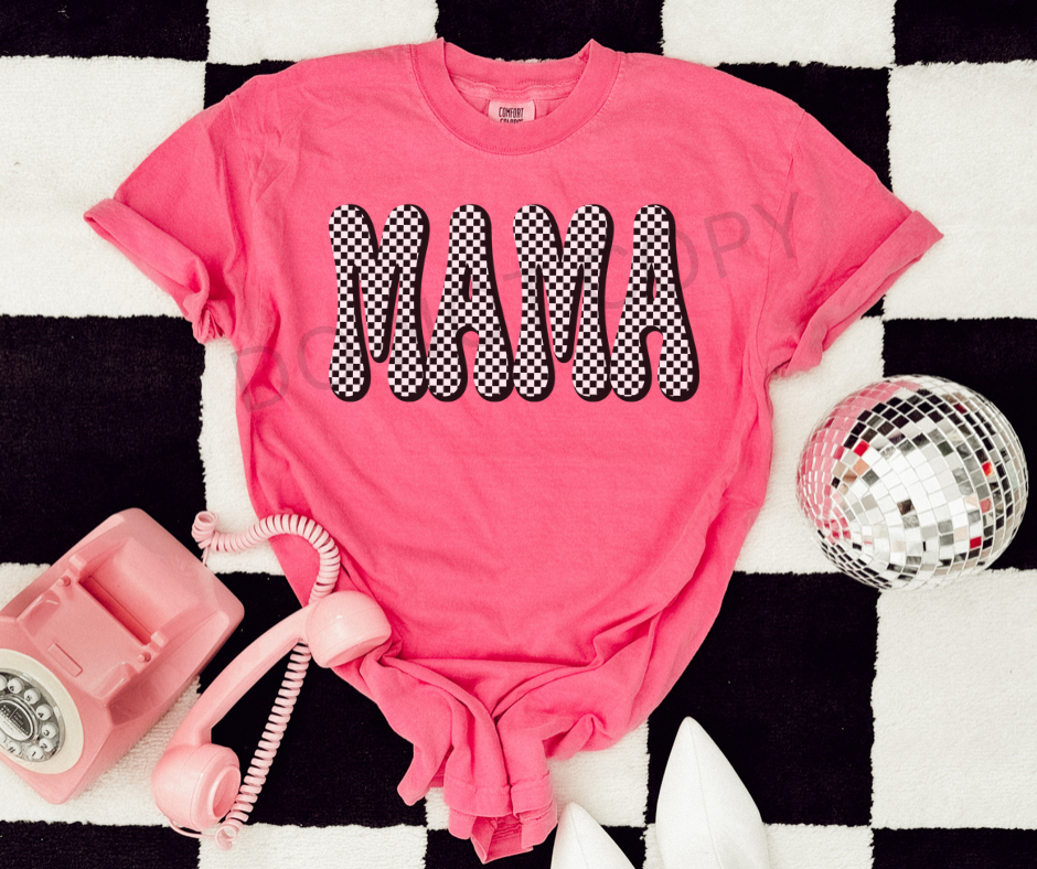 Neon Checkered Mama Tee