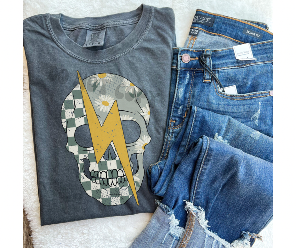daisy checkered skull tee (wholesale)