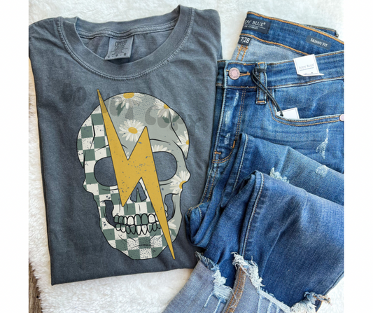 daisy checkered skull tee (wholesale)