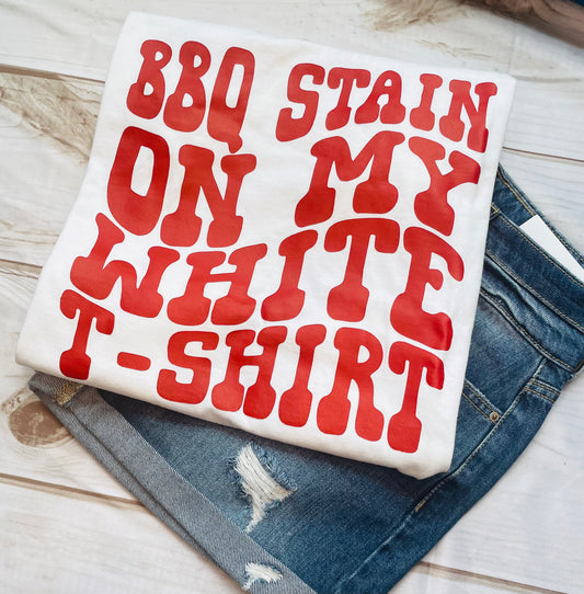 bbq stain on my white tshirt