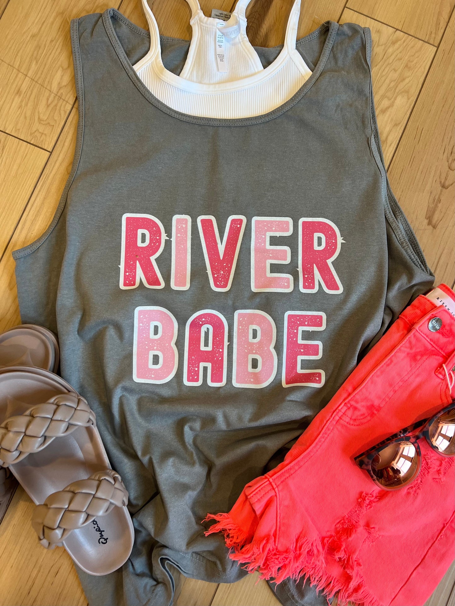 River Babe Pink Block Tank OR Tee (SHIP DATE 6/2)