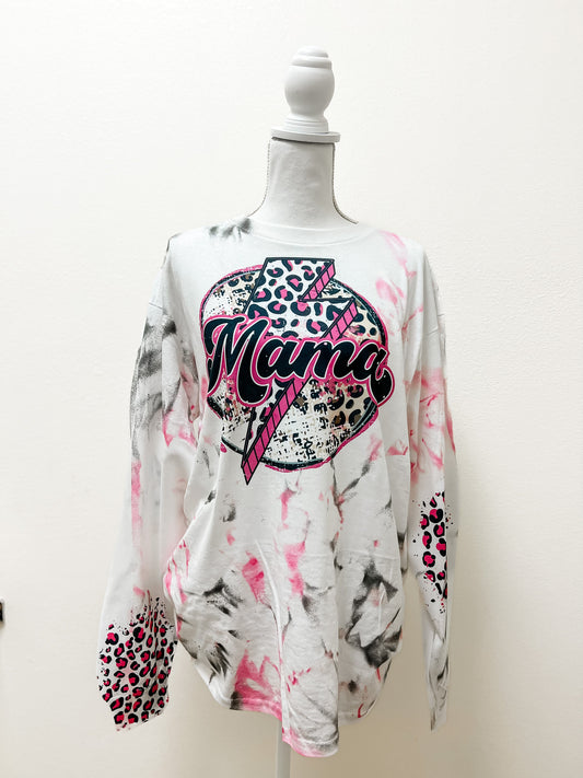 Pink/Black Leopard Bolt Mama